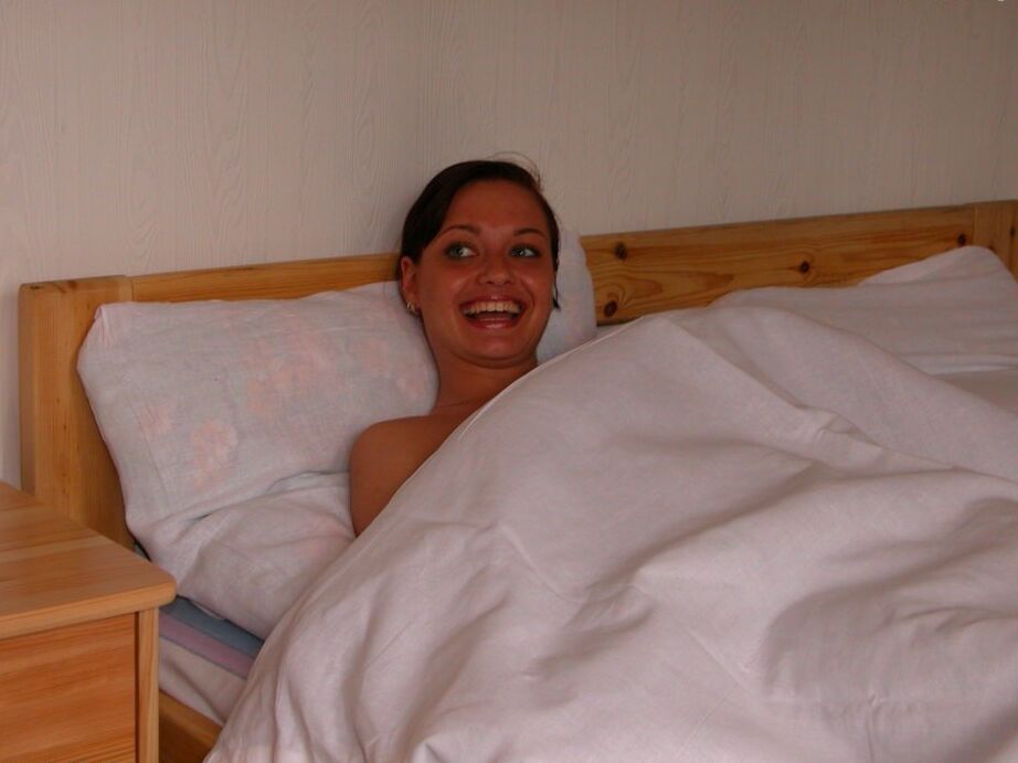 21P Teen with big eyes Katya tastes a dick before sliding it in her crotch