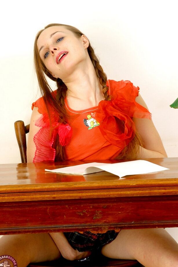 16P There's no place for doing homework when this gorgeous schoolgirl gets all wet