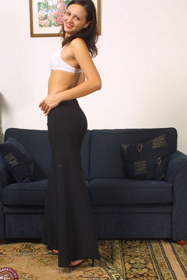 16P Nice teen Karry masturbates with a vibrator after undressing on a loveseat