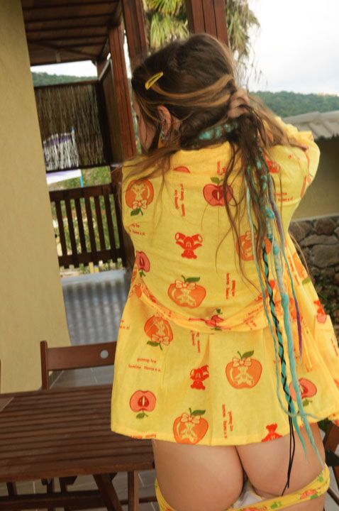 15P Emily 18 steps out on the deck in her yellow pajamas and her body is super