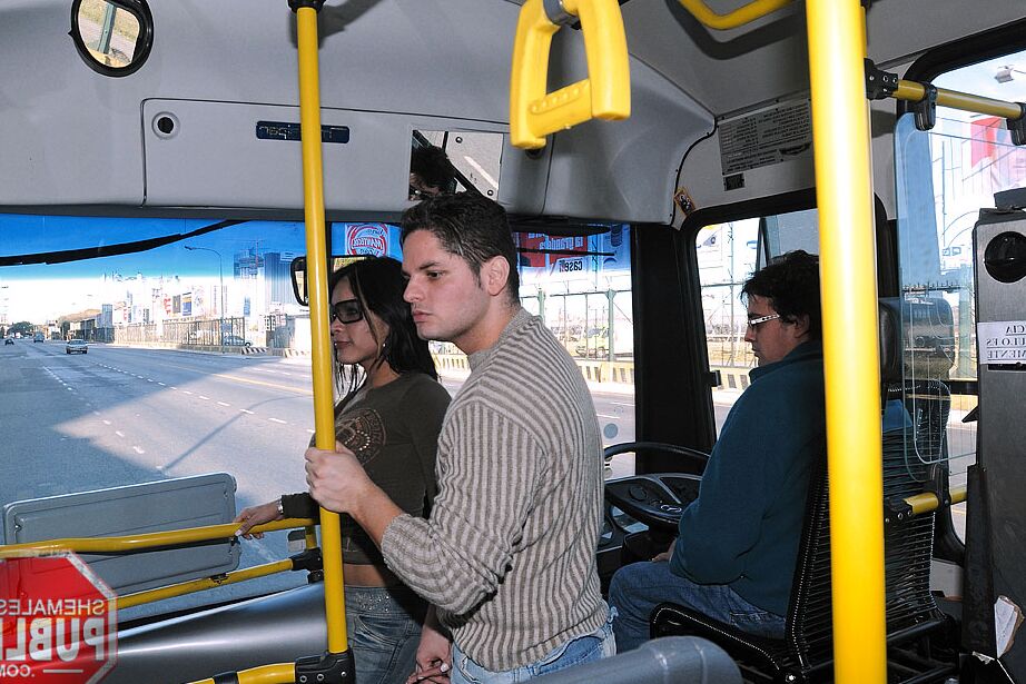 21P Kinky shemale Vannina Di Marko blows a stud while jerking herself off in a bus