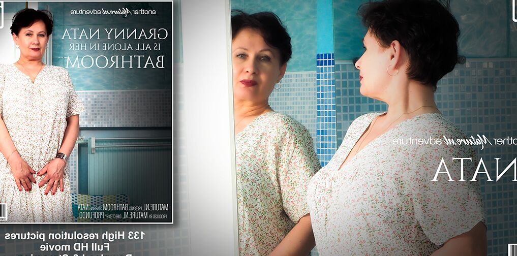 11P Modern Grandma Nata adora jugar con su consolador y su coño en el baño