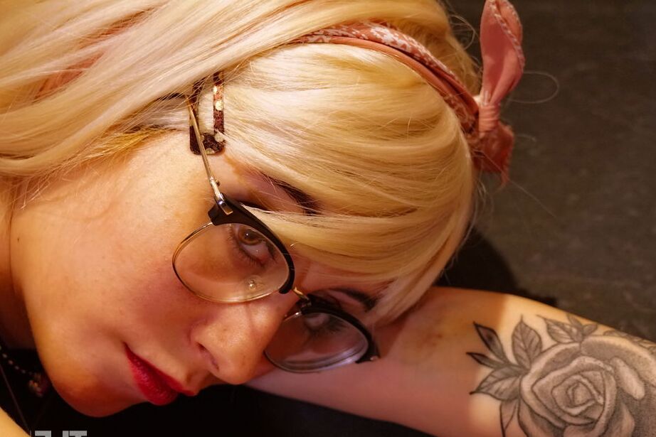 16P Kinky cute Hispanic blonde Sophia D is face down and naked on a pool table