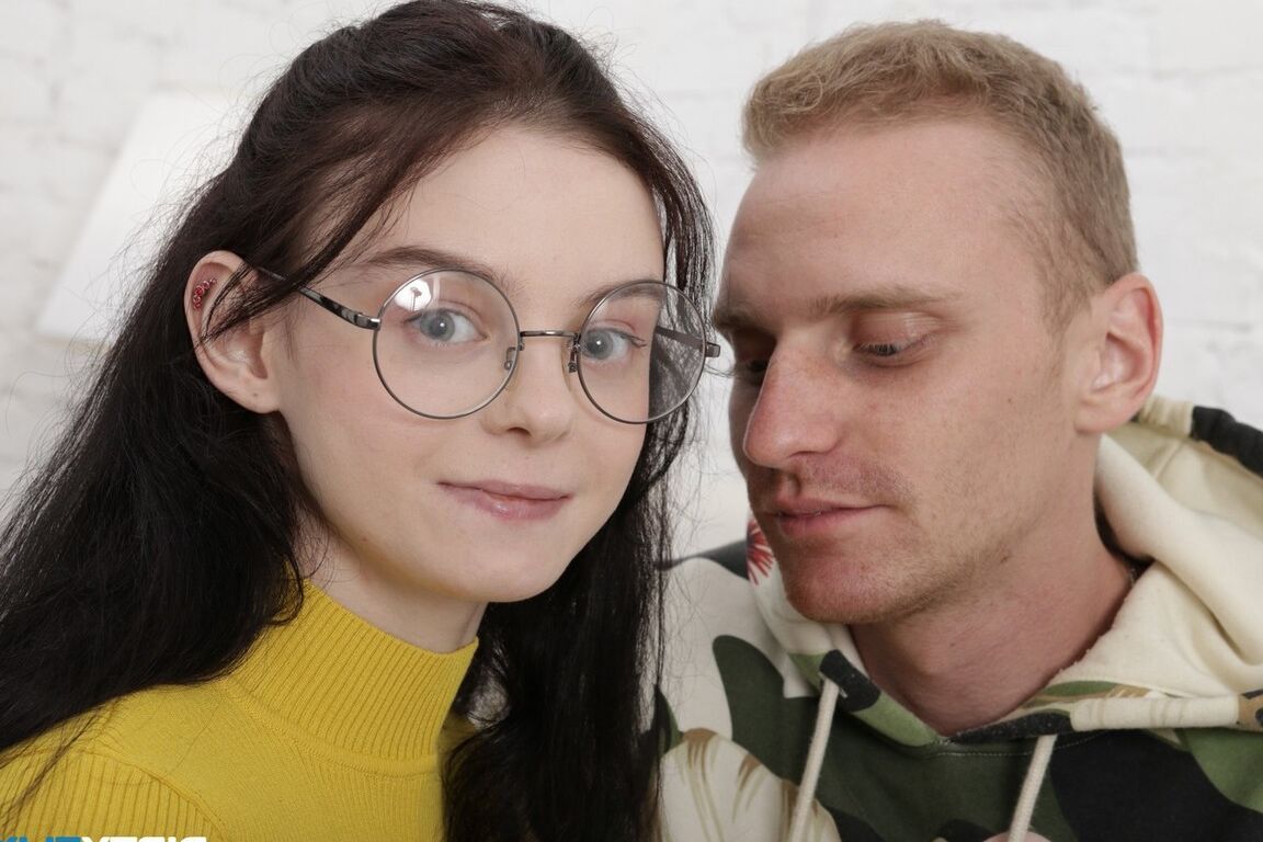 15P Looking really smart and sexy this nerdy teen brunette loves doing it with a