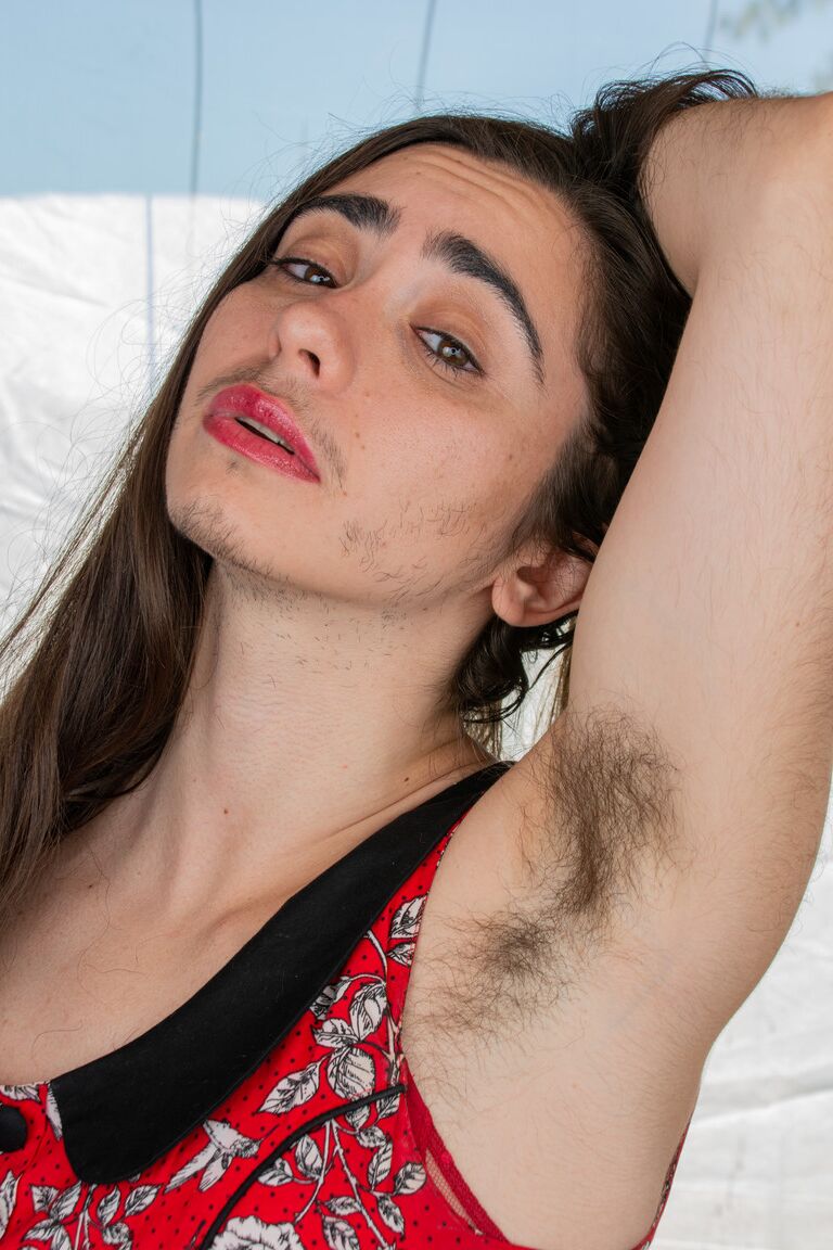 21P Horny amateur babe with a mustache and beard Kisa Fae shows her hairy body