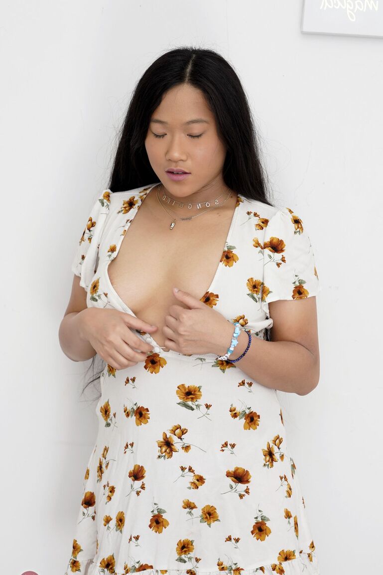 21P Exotic Asian teen Alona Bloom shows her chubby body and spreads her holes