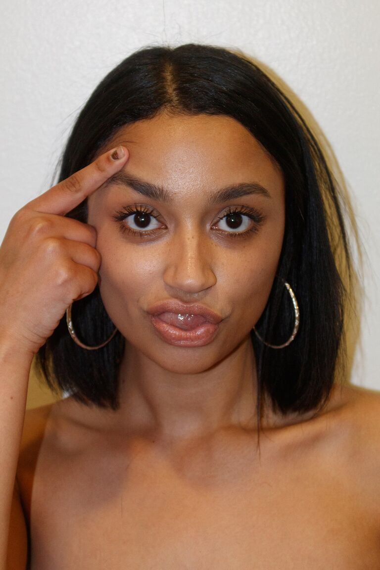 13P Ebony hottie Wynona Gibbs posing and flashing her big boobs in public