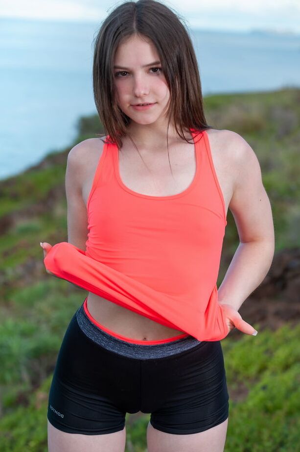 18P Cute brunette Matty keeps fit with a morning run, then does her stretches and