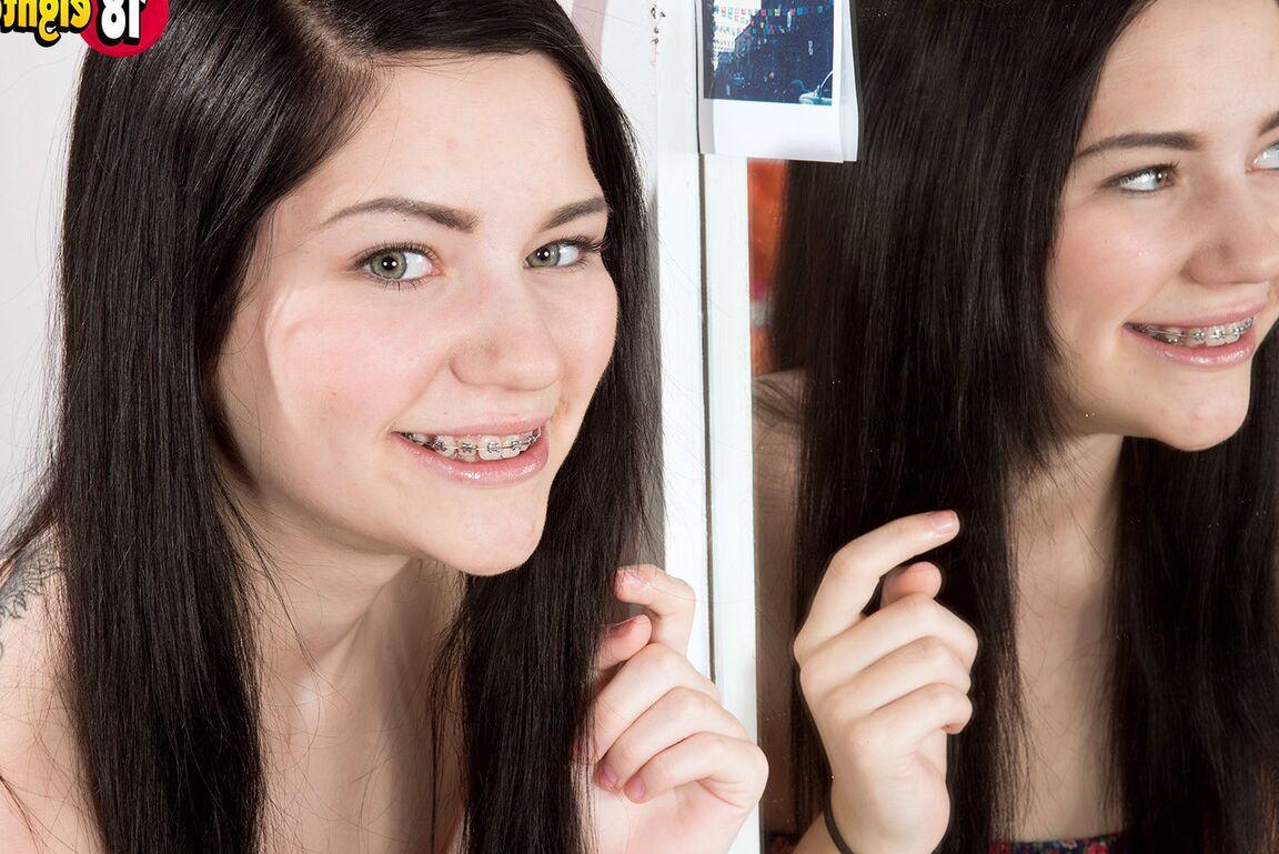 16P Barely legal girl with braces Karly Baker disrobes to stand naked in her room