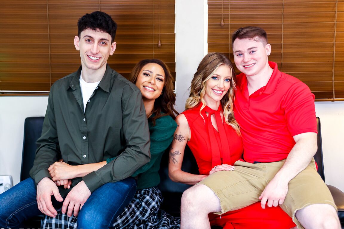 21P MILFs Cassie Del Isla & Barbie Feels have a wild foursome with their stepsons