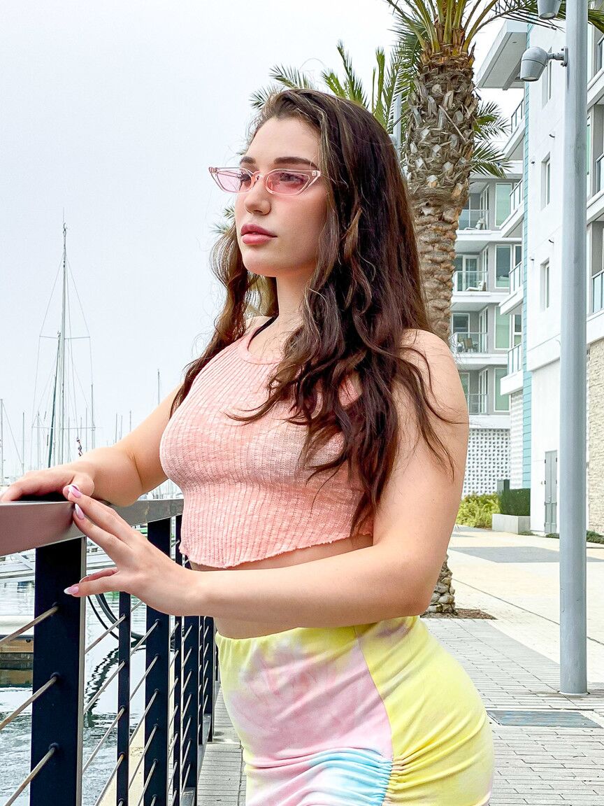 21P Gorgeous teen Lily Lou rides a big dick after teasing in a bikini in public