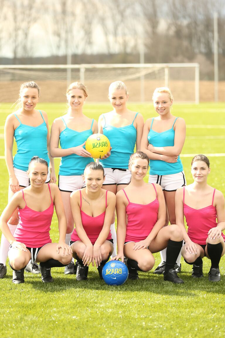 21P Soccer girls show their bodies at the field before lesbian orgy in a shower
