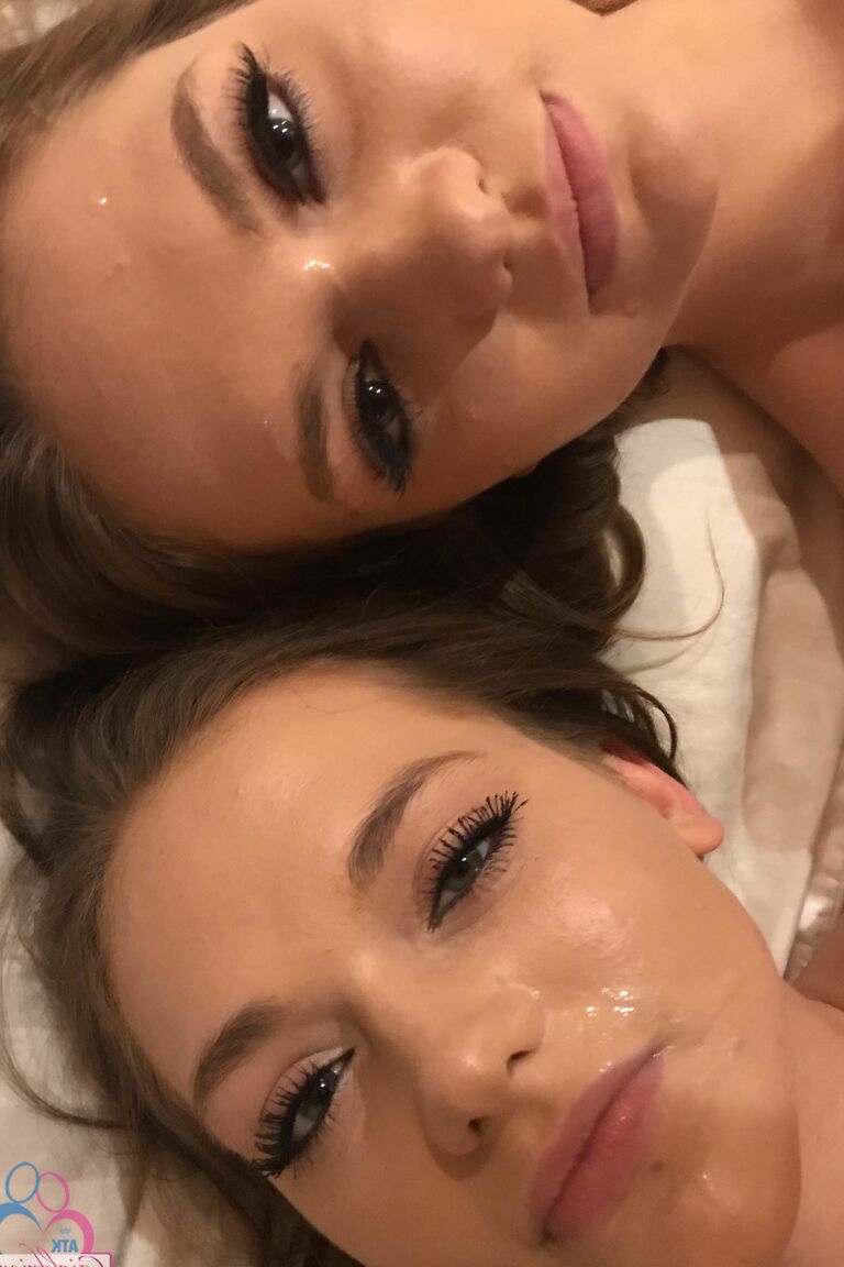 20P Brunette babes Sami White and Joey White show off their tiny tits & tight bums