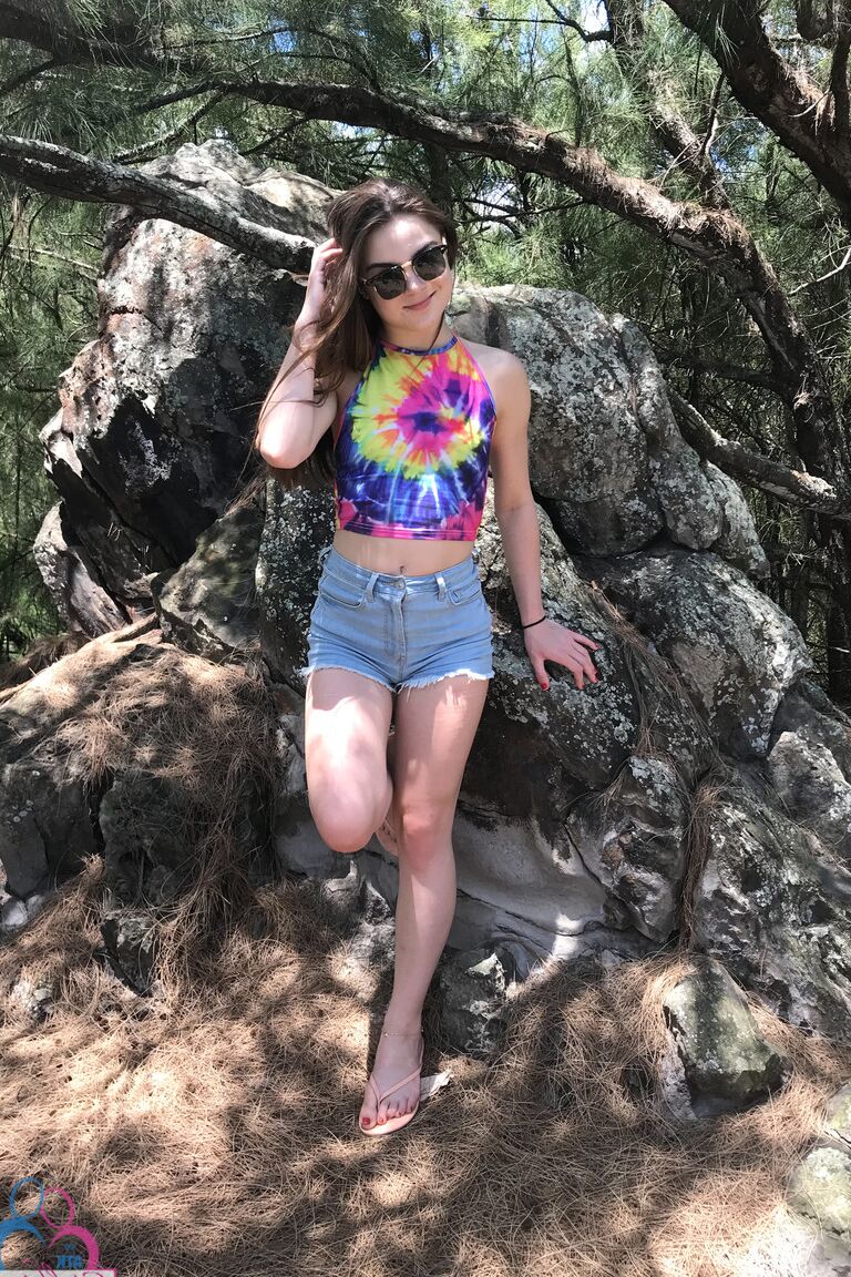 21P Brunette girlfriend Megan Marx flaunts her body in different locations
