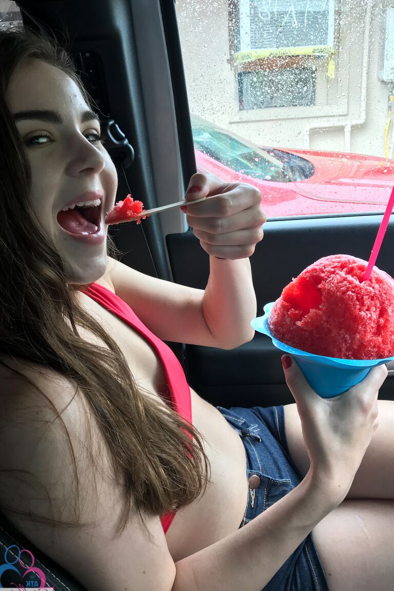 21P Brunette girlfriend Megan Marx flaunts her body in different locations