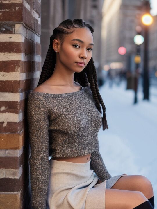 12P Ebony AI Generated model Betty Lester showing her hot boobs in public