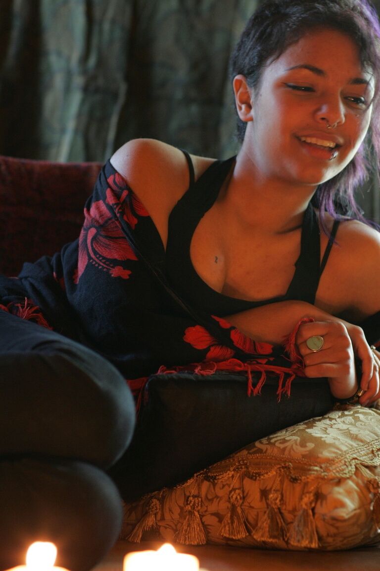 21P Gorgeous purple-haired Emo model Kiki posing in her solo compilation