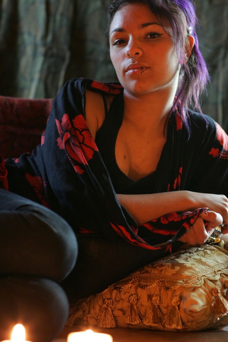 21P Gorgeous purple-haired Emo model Kiki posing in her solo compilation