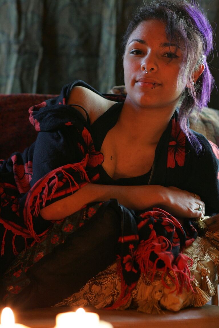 21P Gorgeous purple-haired Emo model Kiki posing in her solo compilation