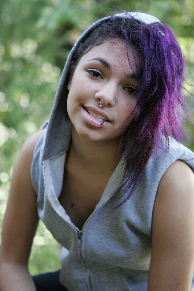21P Gorgeous purple-haired Emo model Kiki posing in her solo compilation