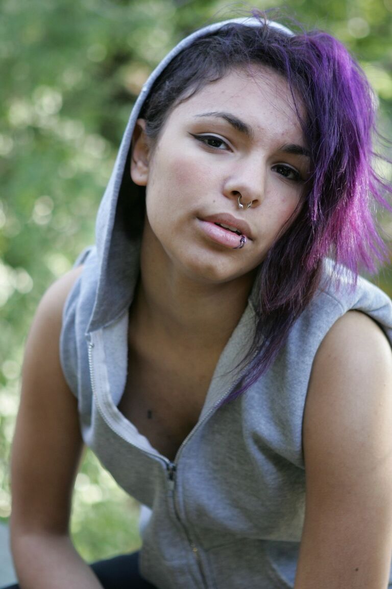 21P Gorgeous purple-haired Emo model Kiki posing in her solo compilation