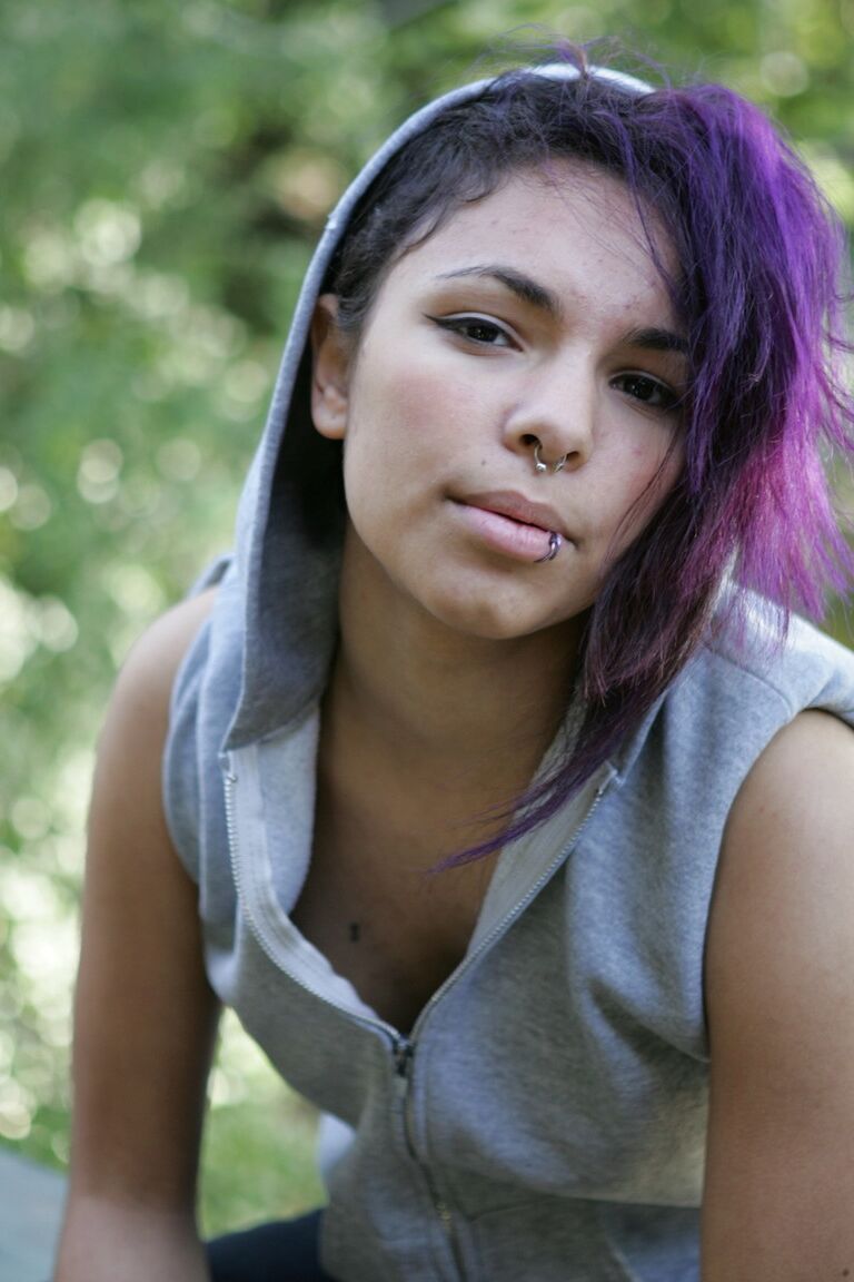 21P Gorgeous purple-haired Emo model Kiki posing in her solo compilation