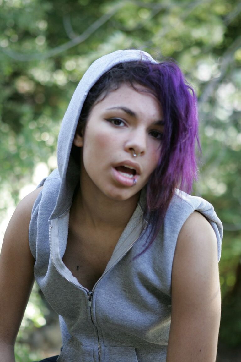 21P Gorgeous purple-haired Emo model Kiki posing in her solo compilation