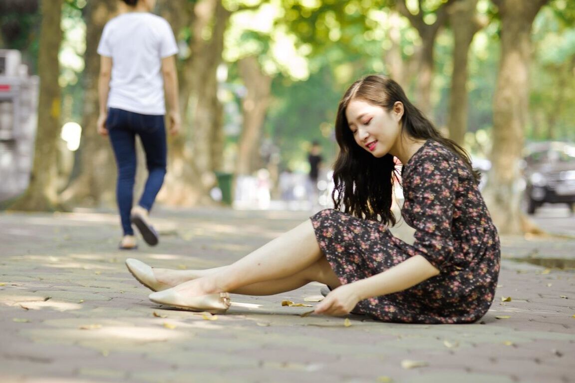 20P Gorgeous Asian brunette girls posing in their summer dresses in public