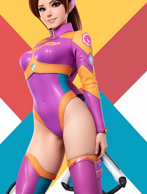 10P AI generated game character teases with her huge juggs and bald cunt