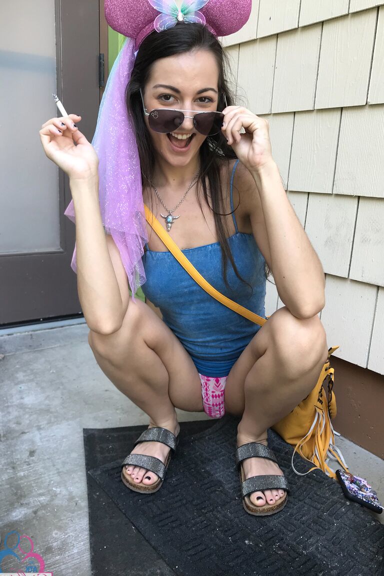 21P Teen Lily Adams unveils her yummy pussy after showing her tiny tits in public