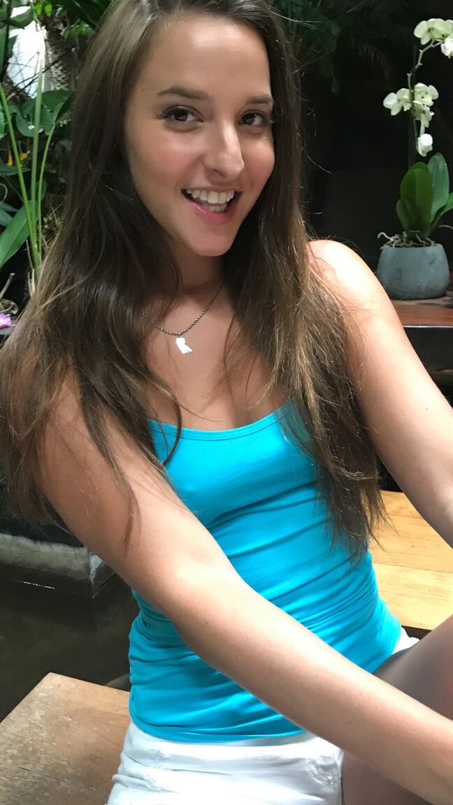 21P Brunette cutie Amira flaunts her tiny titties and round bubble ass