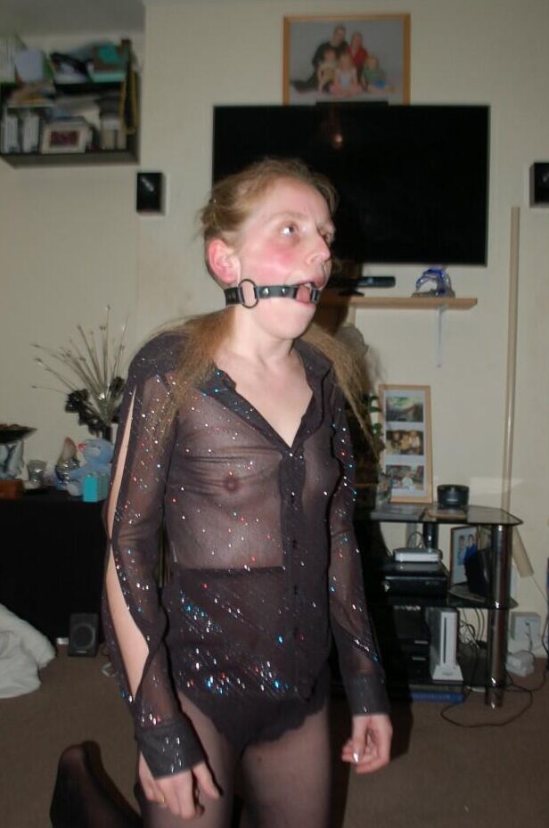 16P Amateur model is ball gagged and restrained in her place of residence