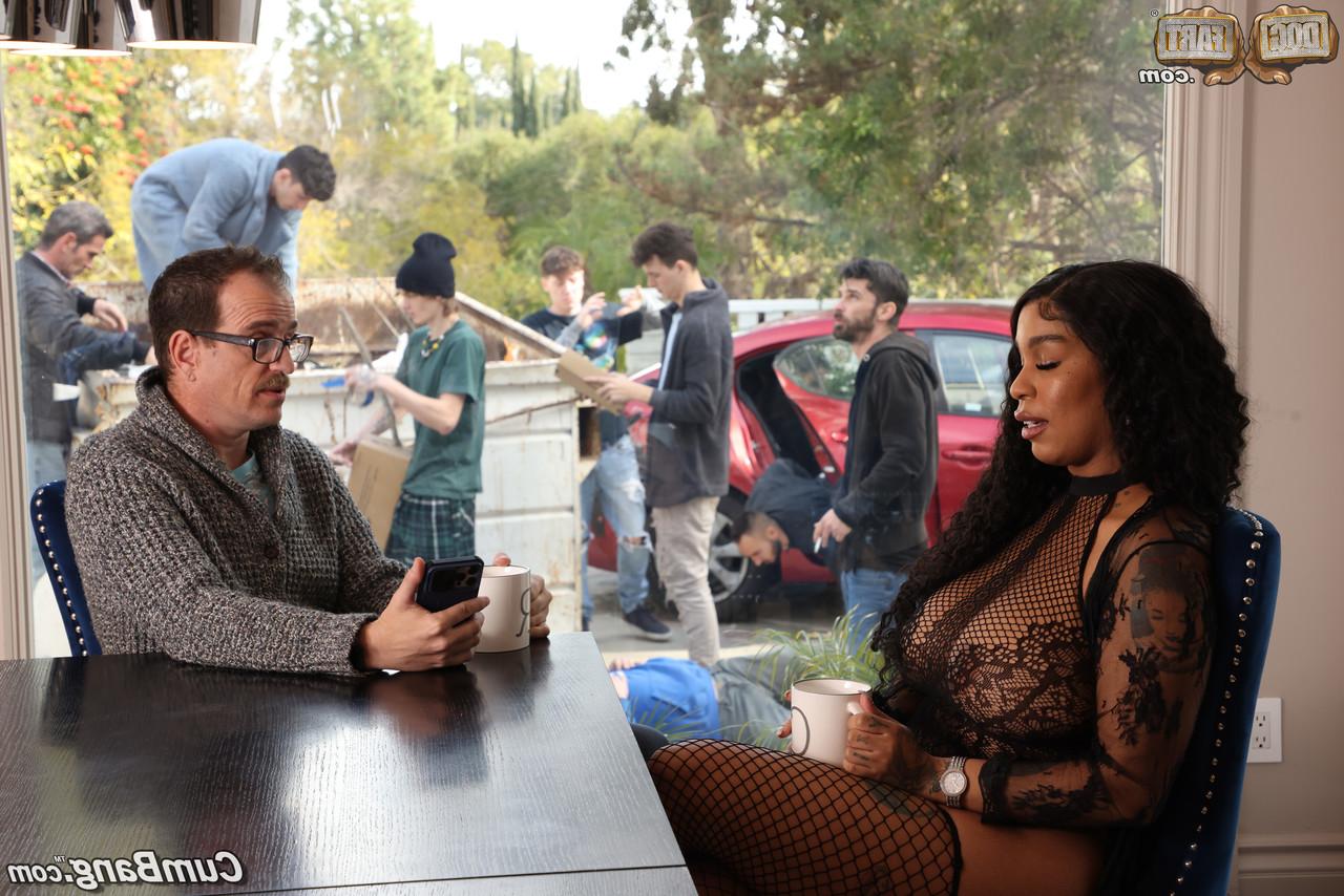 20P Ebony with big tits Paris The Muse gets facialed in an interracial blowbang