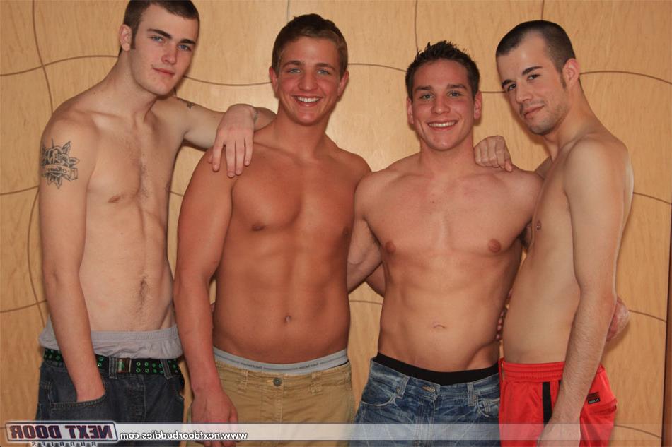 20P Tiny stud Brenden getting fucked and jizzed by three cute twinks in a gangbang