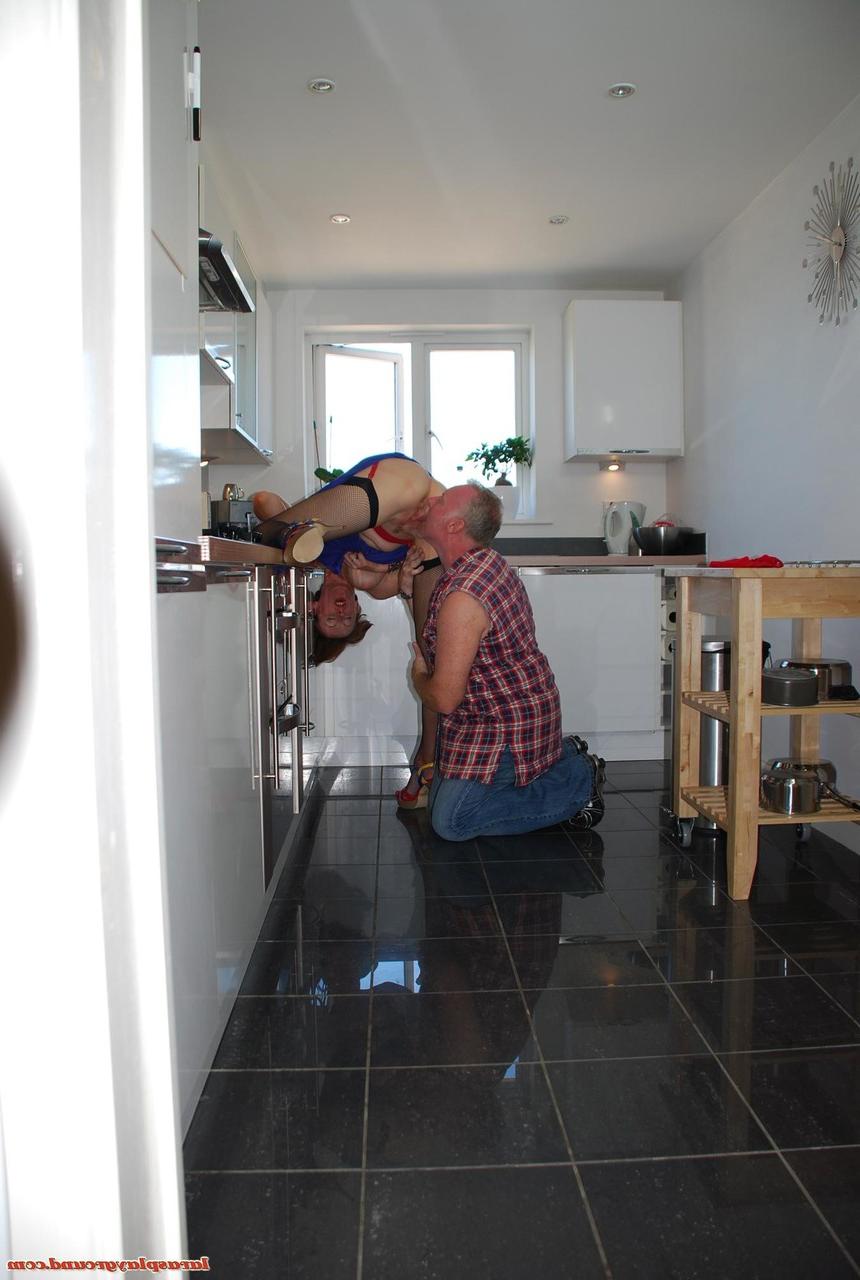 20P Sexy MILF Lara in stockings gets orally pleased and fucked by an old plumber