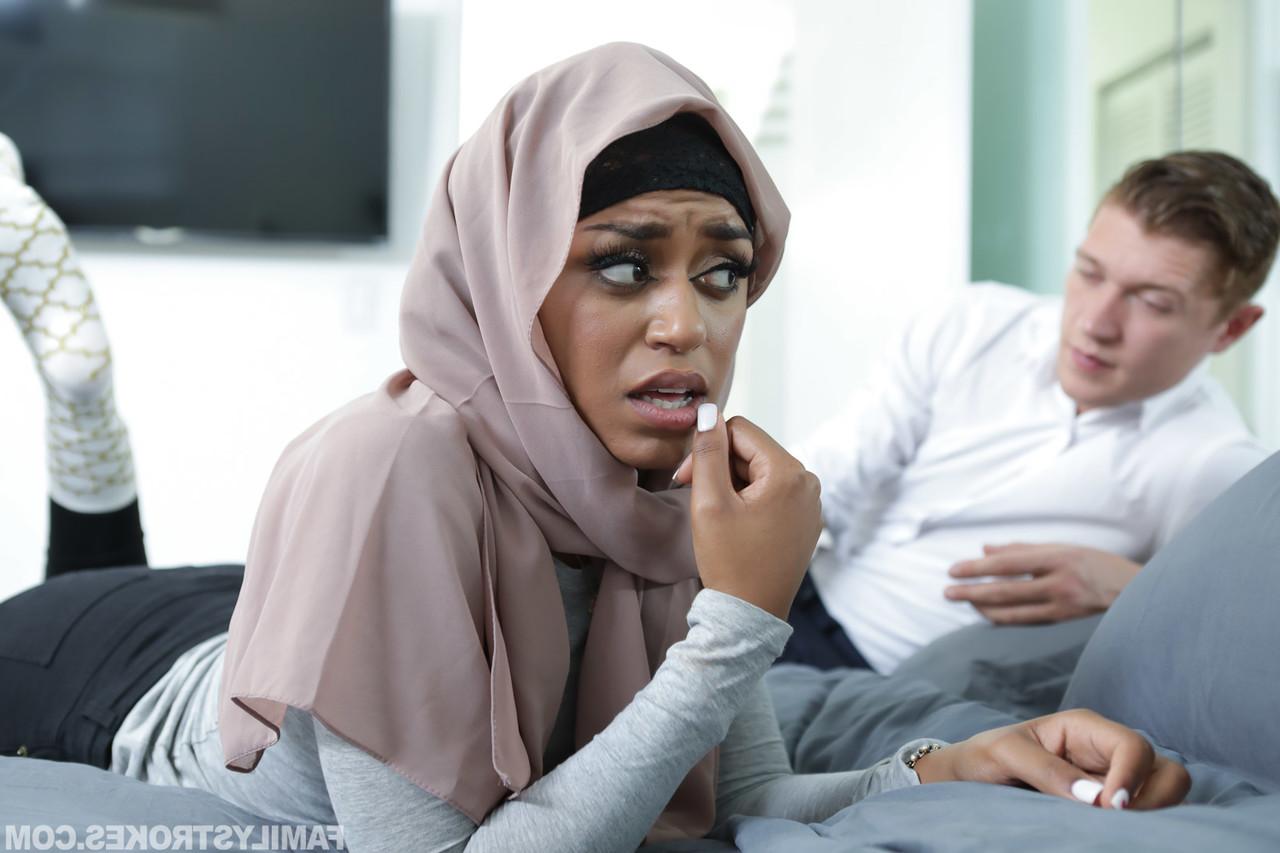 20P Latina with a hijab Havana Bleu blows a monster dick & takes it from behind