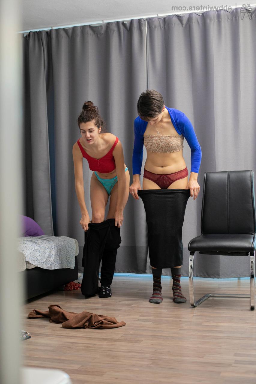 20P Brunettes Martina E & Regina tease with their hot bodies while changing