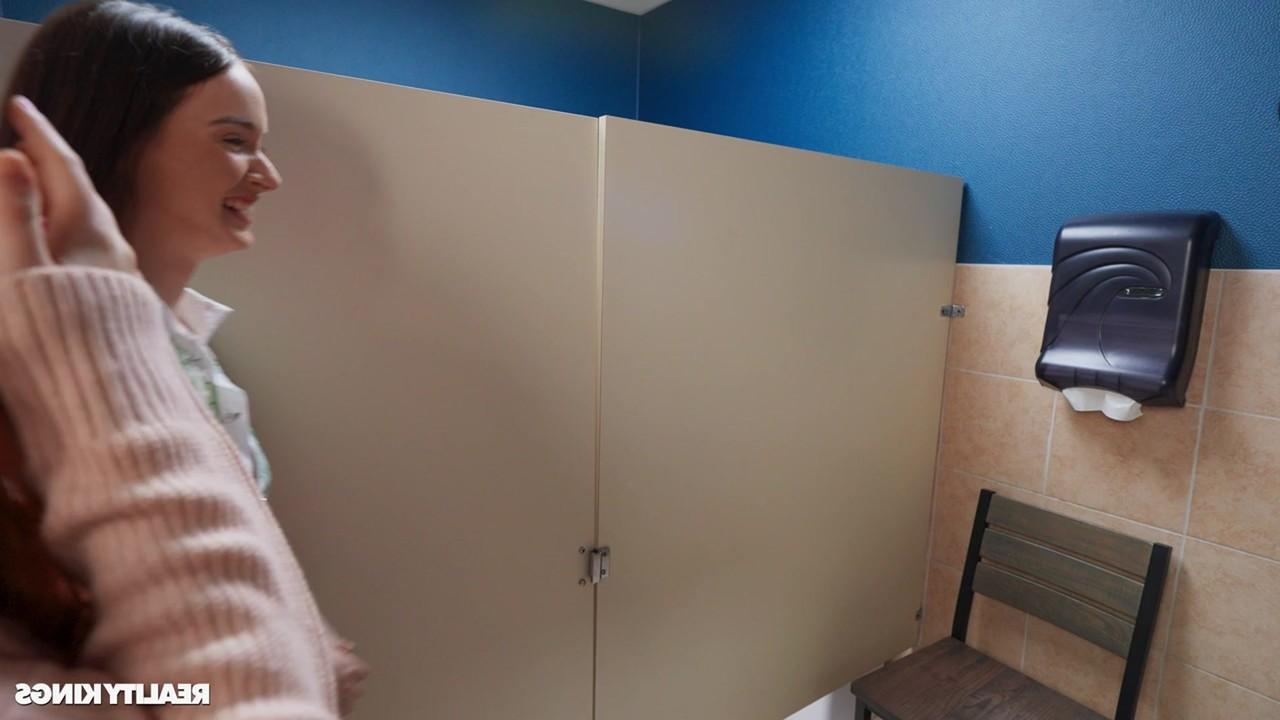 20P Naughty coed Hazel Moore enjoys wild interracial sex in the bathroom