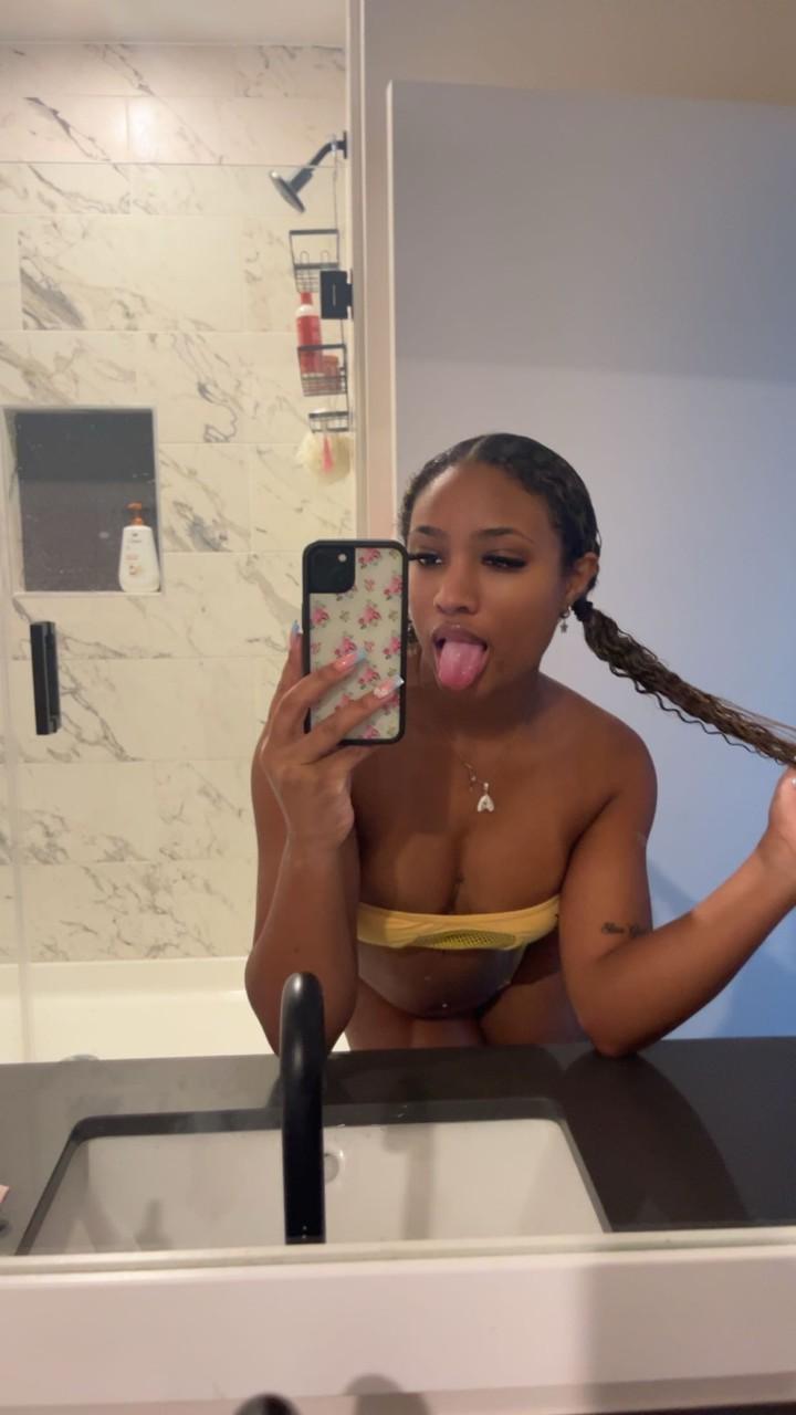 17P Curly haired ebony hottie Sky Alexxxis teases with her big ass & natural tits