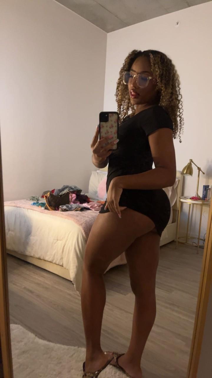 17P Curly haired ebony hottie Sky Alexxxis teases with her big ass & natural tits