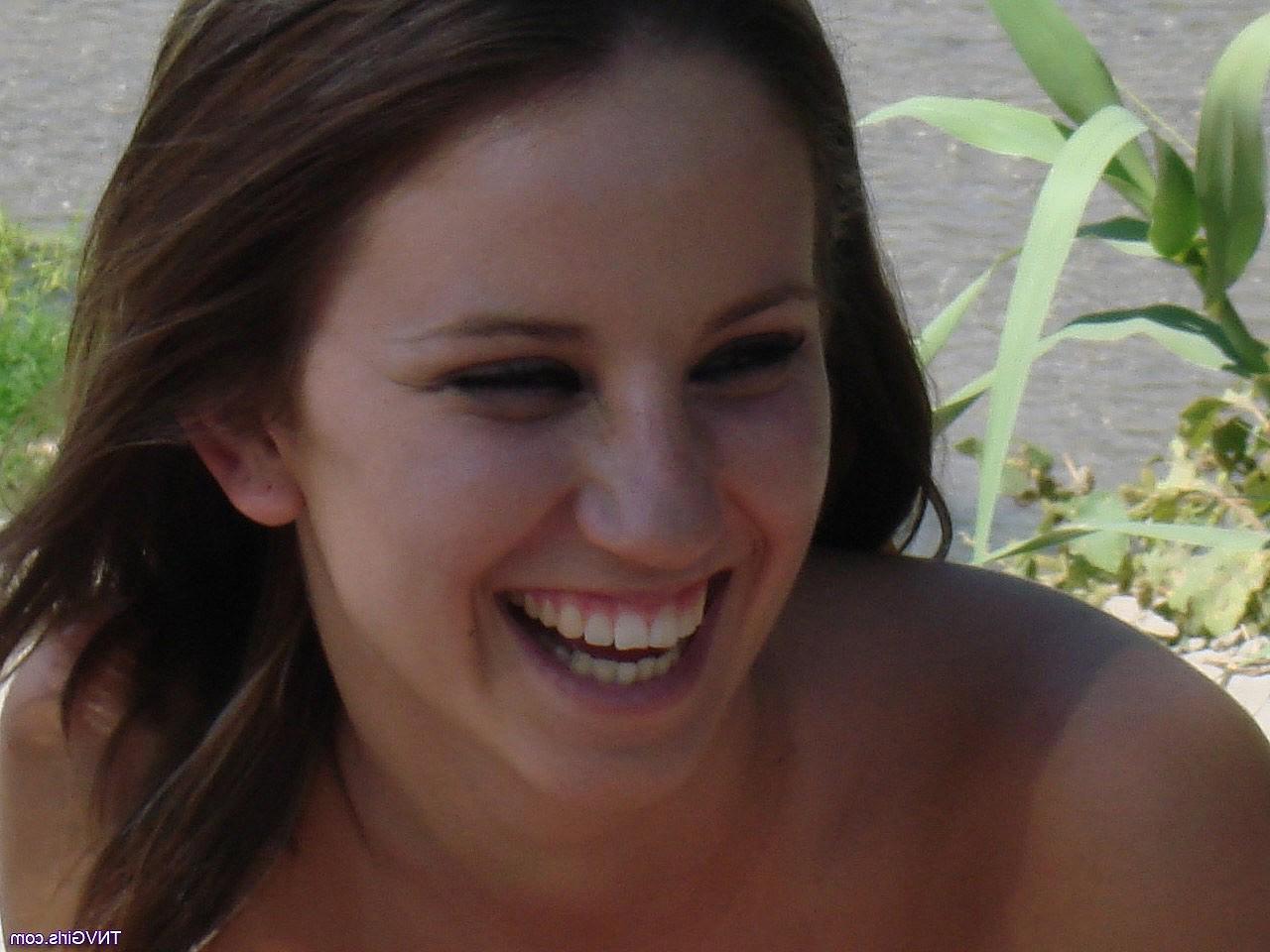 20P Breathtaking brunette Brie teasing with her round ass & tits in public