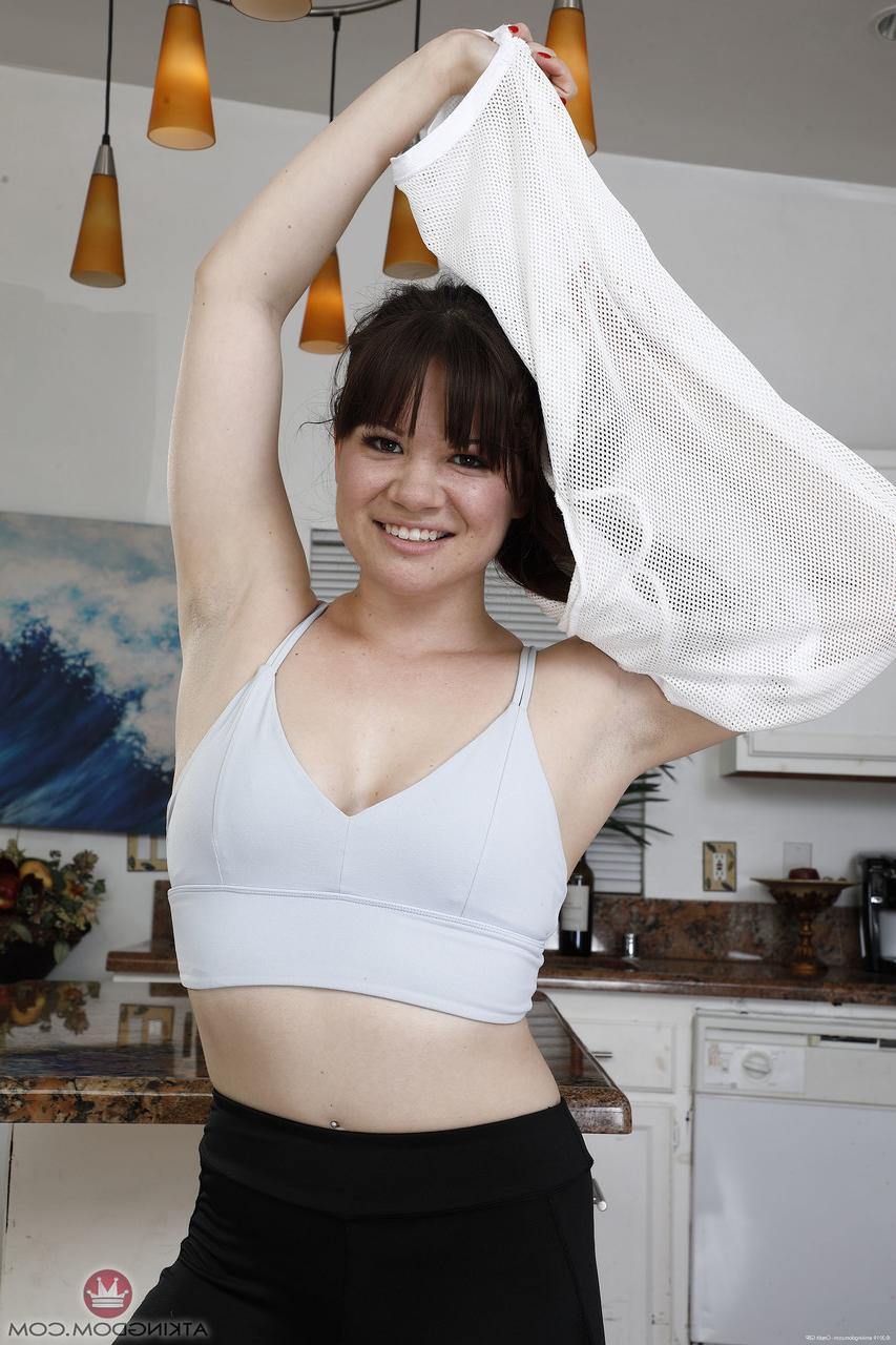 20P Curvy babe Alison Rey undresses & spreads her inviting shaved pussy up close