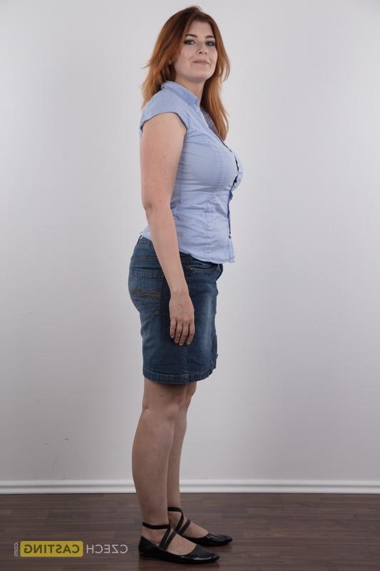 20P Overweight redhead Eva stands straight while clothed and totally naked too