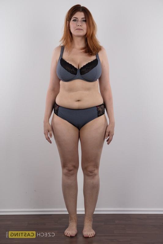 20P Overweight redhead Eva stands straight while clothed and totally naked too