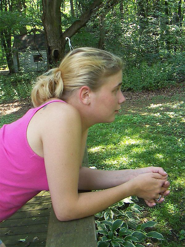16P Amateur girl Ryan models for a non nude shoot in denim shorts