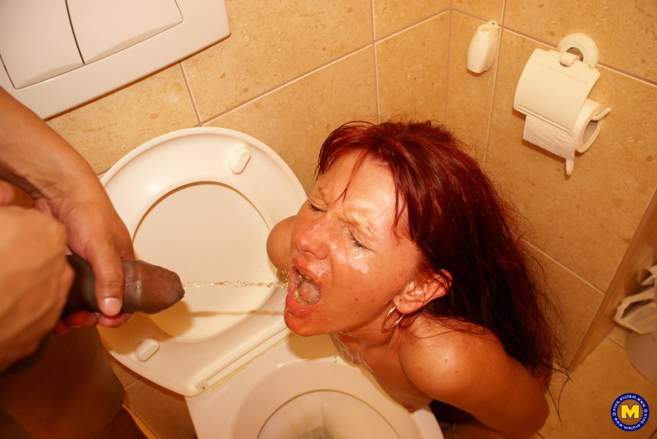 20P Redheaded MILF Elzi takes a mouthful of piss after an IR face and pussy fuck