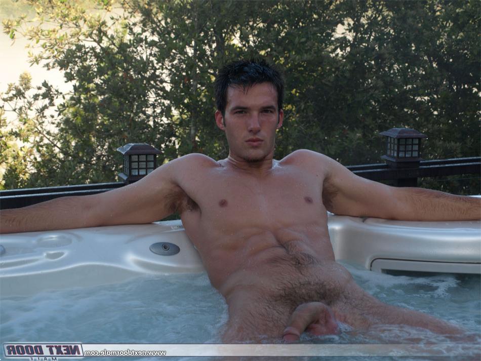 20P Insatiable brunette Trystan Bull jerks off in the jacuzzi & in the living room