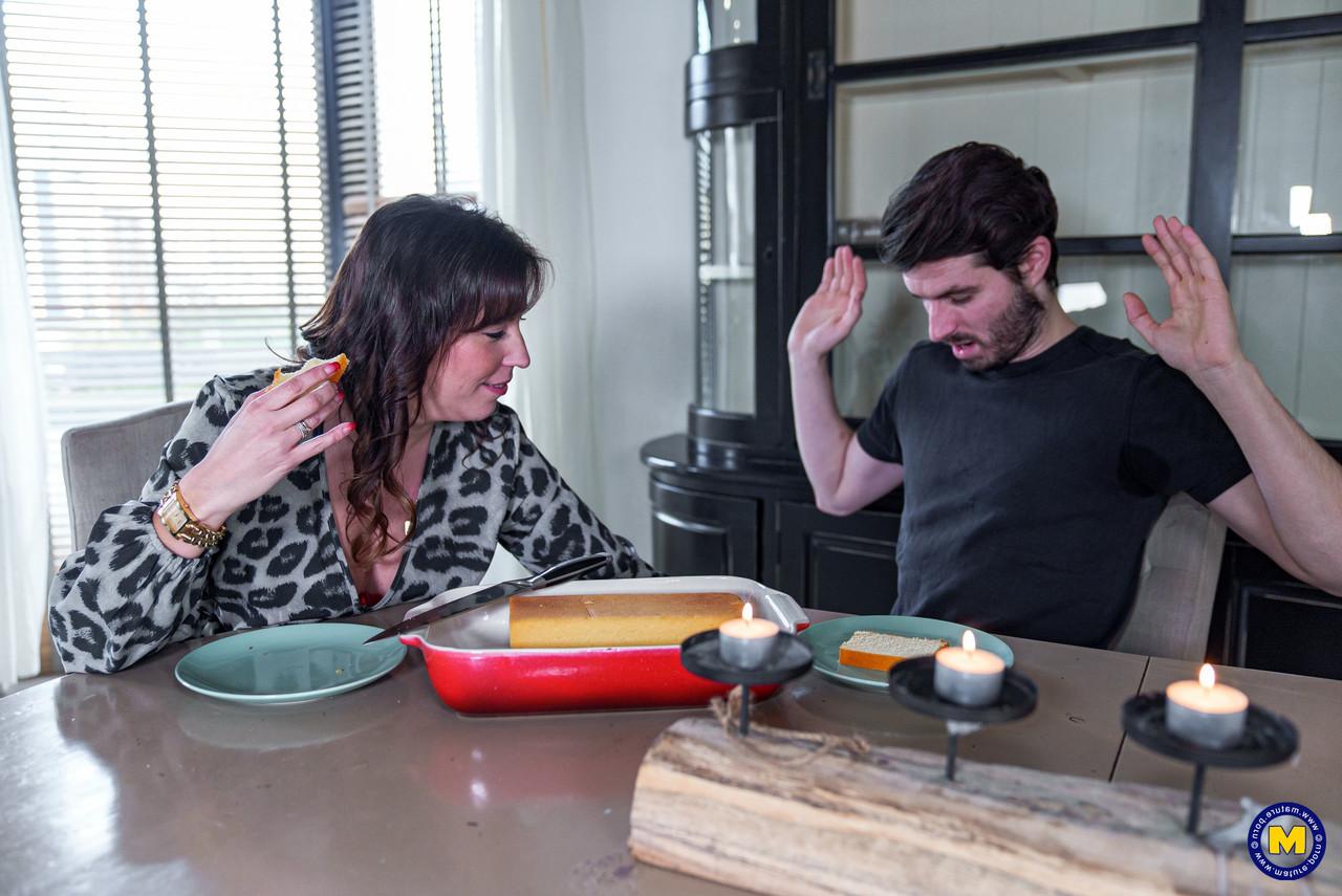 10P Brunette cougar Daphne Laat seduces and fucks her son's best friend