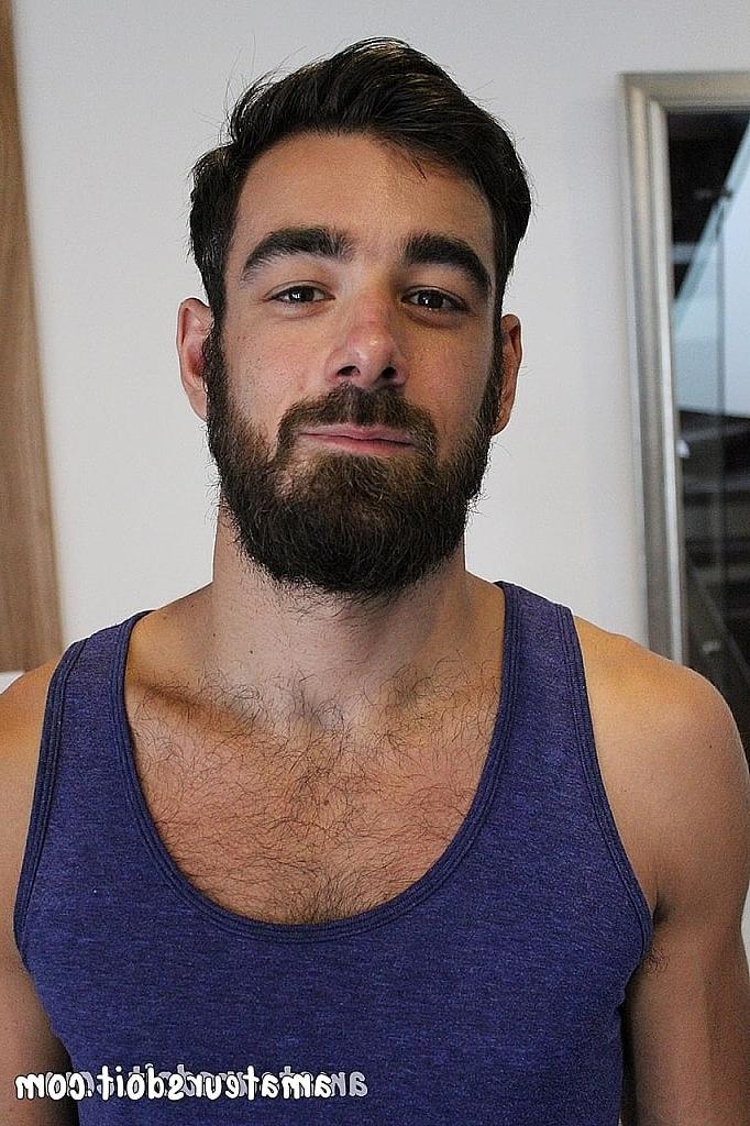 20P Gay brunette Mitch Bear blowing and deepthroating his friend Batt's dick