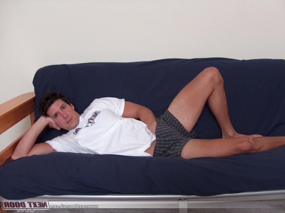 20P Tall dark-haired twink Billy A undresses and wanks his horny dick in a solo
